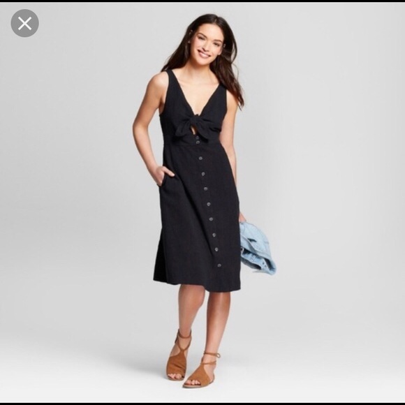 Universal Thread Dresses & Skirts - Black Linen Midi Dress